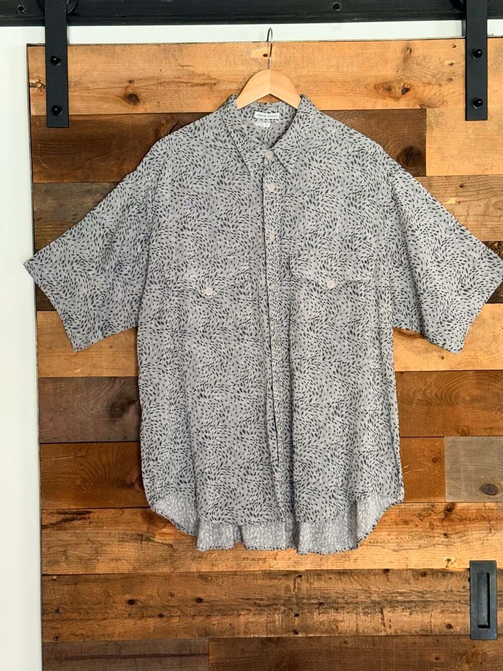 Vintage Giorgio Armani Men’s L Shirt Indigo Jacquard Italy